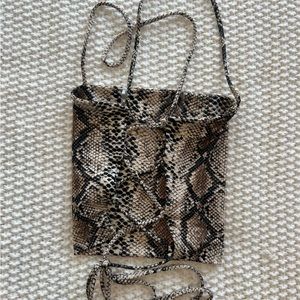Tie Snakeskin Crop Top